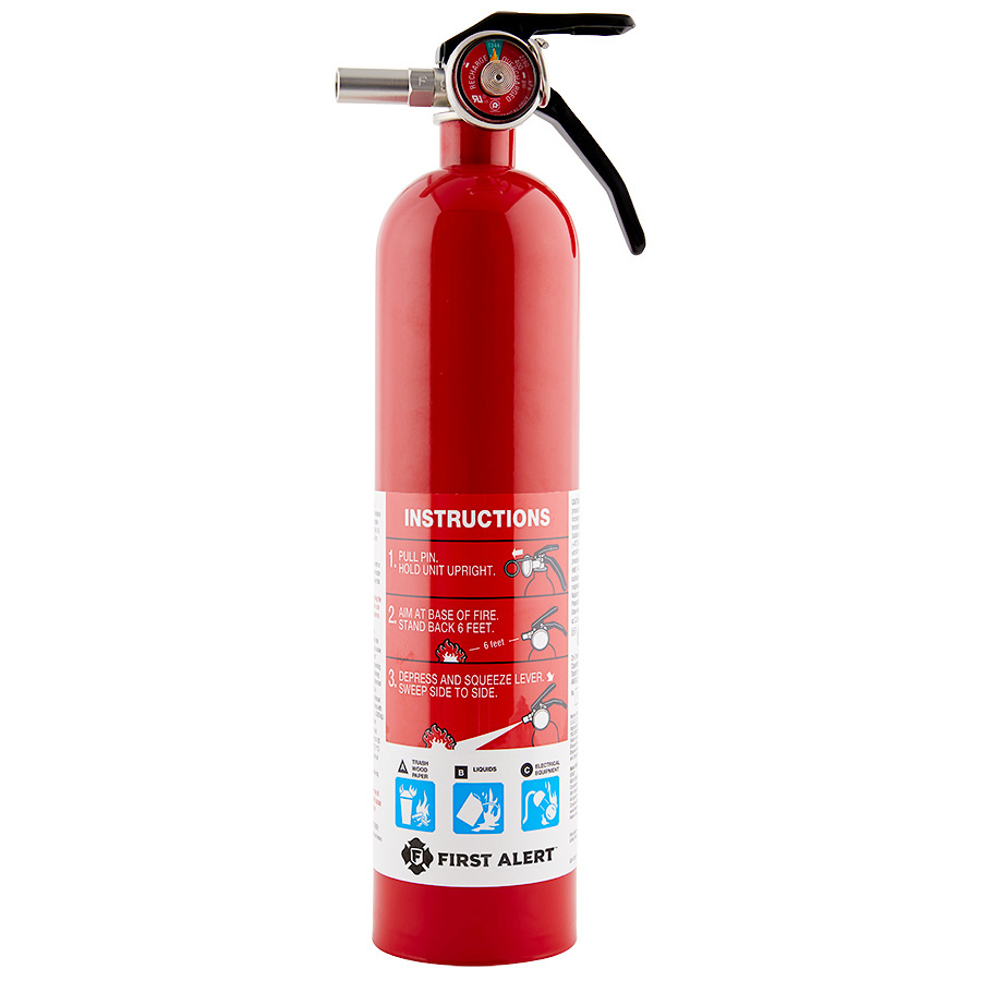 First Alert Rechargeable Home Fire Extinguisher UL Rated 1-A, 10-B:C (Red) - HOME1