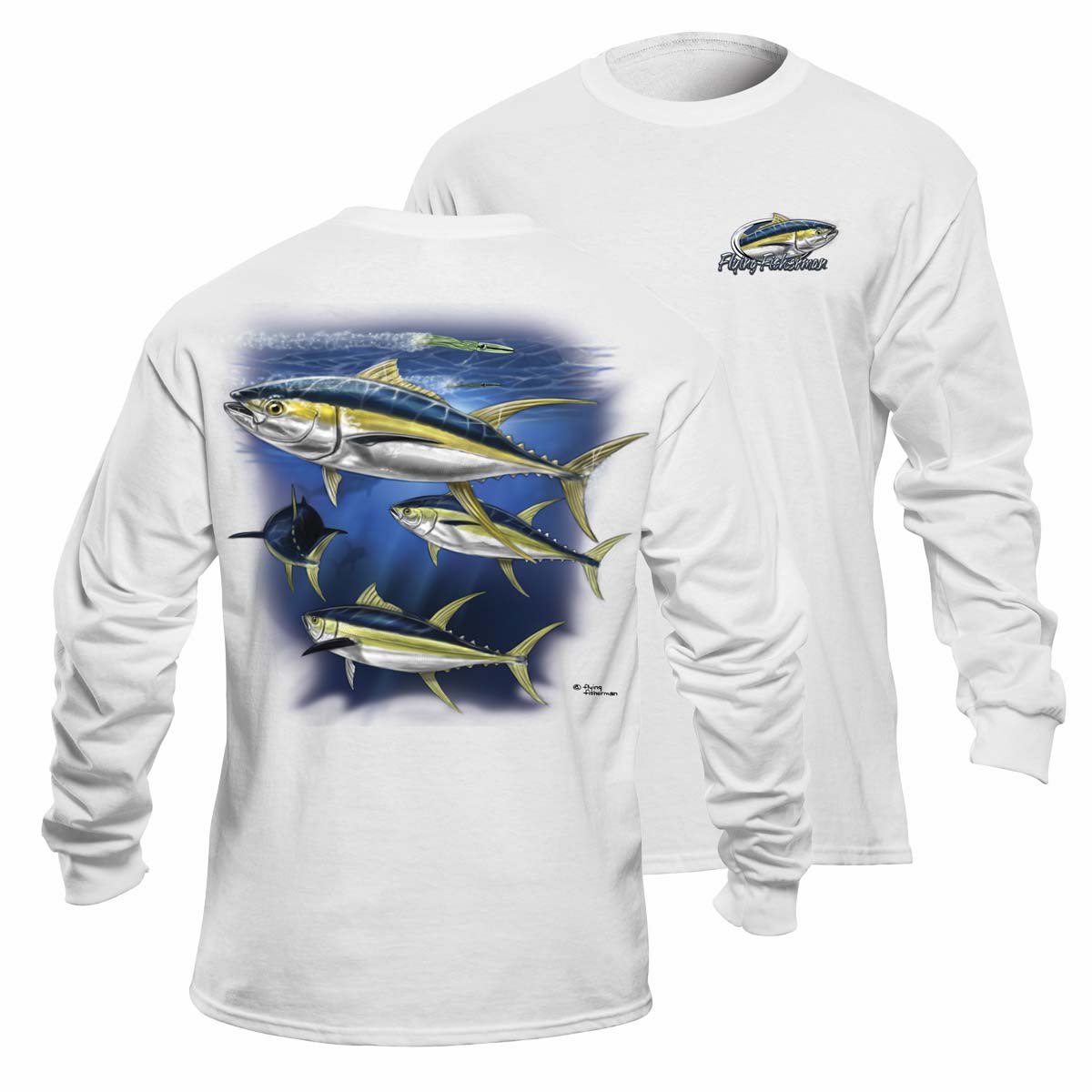 Flying Fisherman Tl1632WXL Yellowfin Long Sleeved T-Shirt, White Xlarge