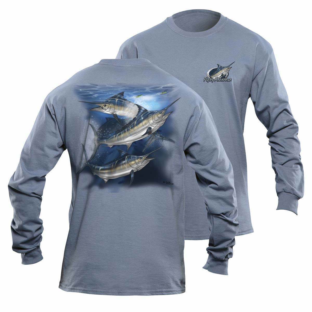 Flying Fisherman Tl1639Cxl Marlin Long Sleeved T-Shirt, Indigo Xlarge
