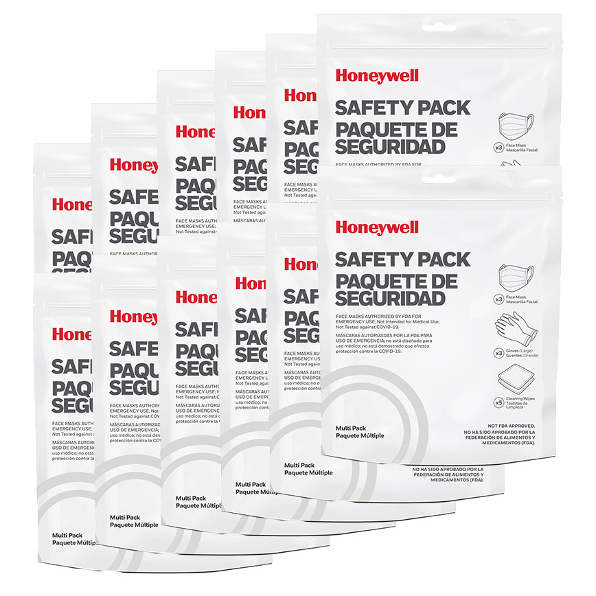 12 Case Bundle Of Honeywell RWS-50101 Safety Multi Pack - 36 Face Masks, 36 Gloves & 60 Cleaning Wipes
