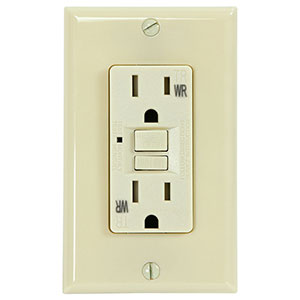 USI Electric 15 Amp Self Test GFCI Weather and Tamper Resistant Receptacle Duplex Outlet, Ivory - G1415TWRIV