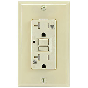 USI Electric 20 Amp Self Test GFCI Weather and Tamper Resistant Receptacle Duplex Outlet, Ivory - G1420TWRIV